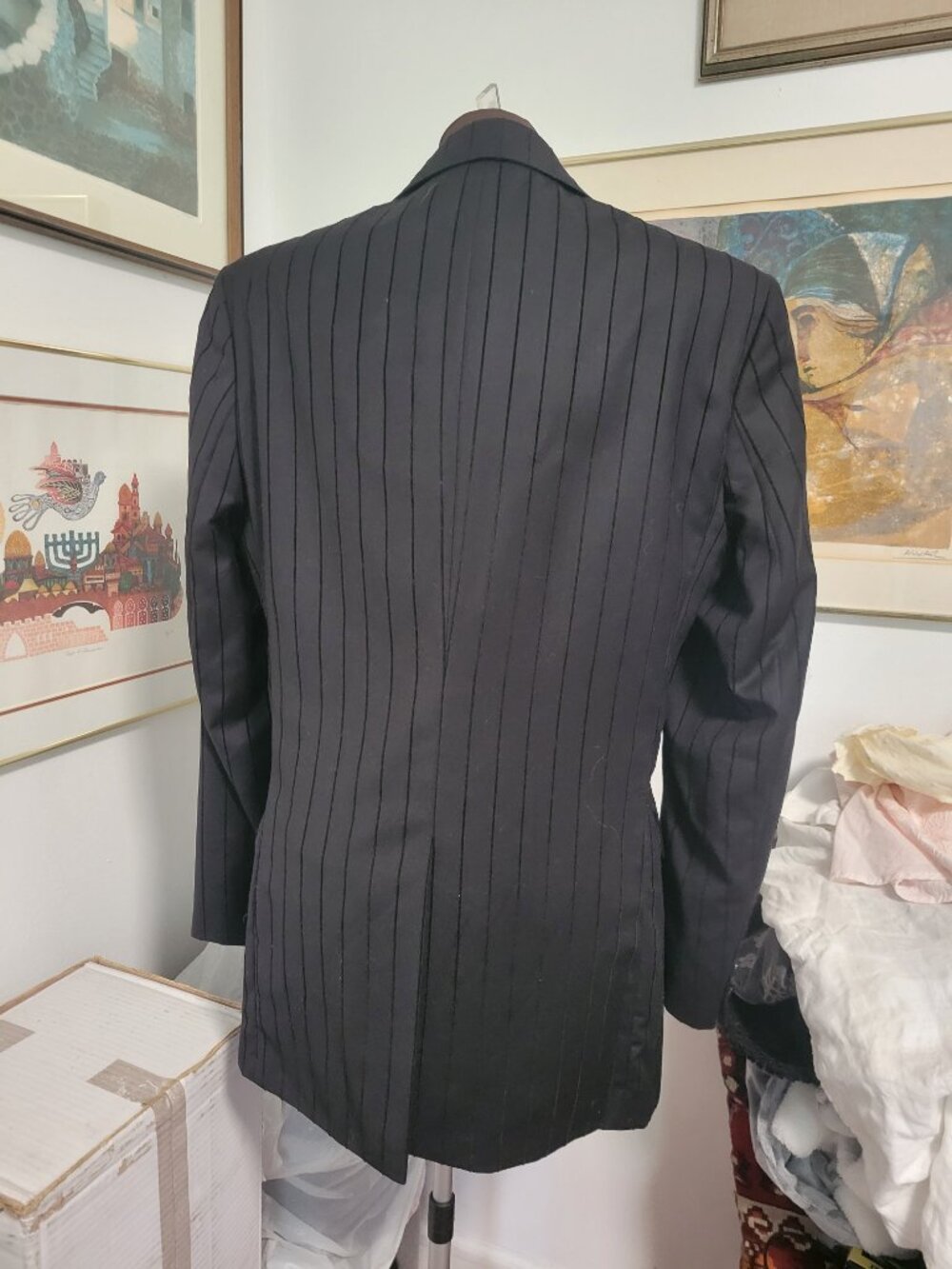 Paul Smith of London Evening Wide Pinstripe Black on Black Size 42 regular - Picture 3 of 6